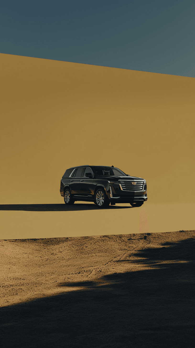 A black Cadillac Escalade parked in the Arizona desert