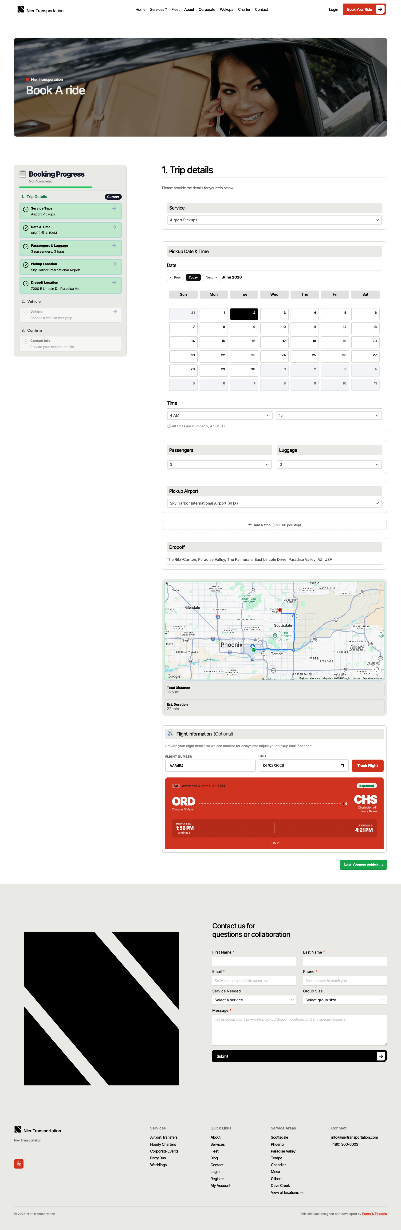 Booking page Booking page