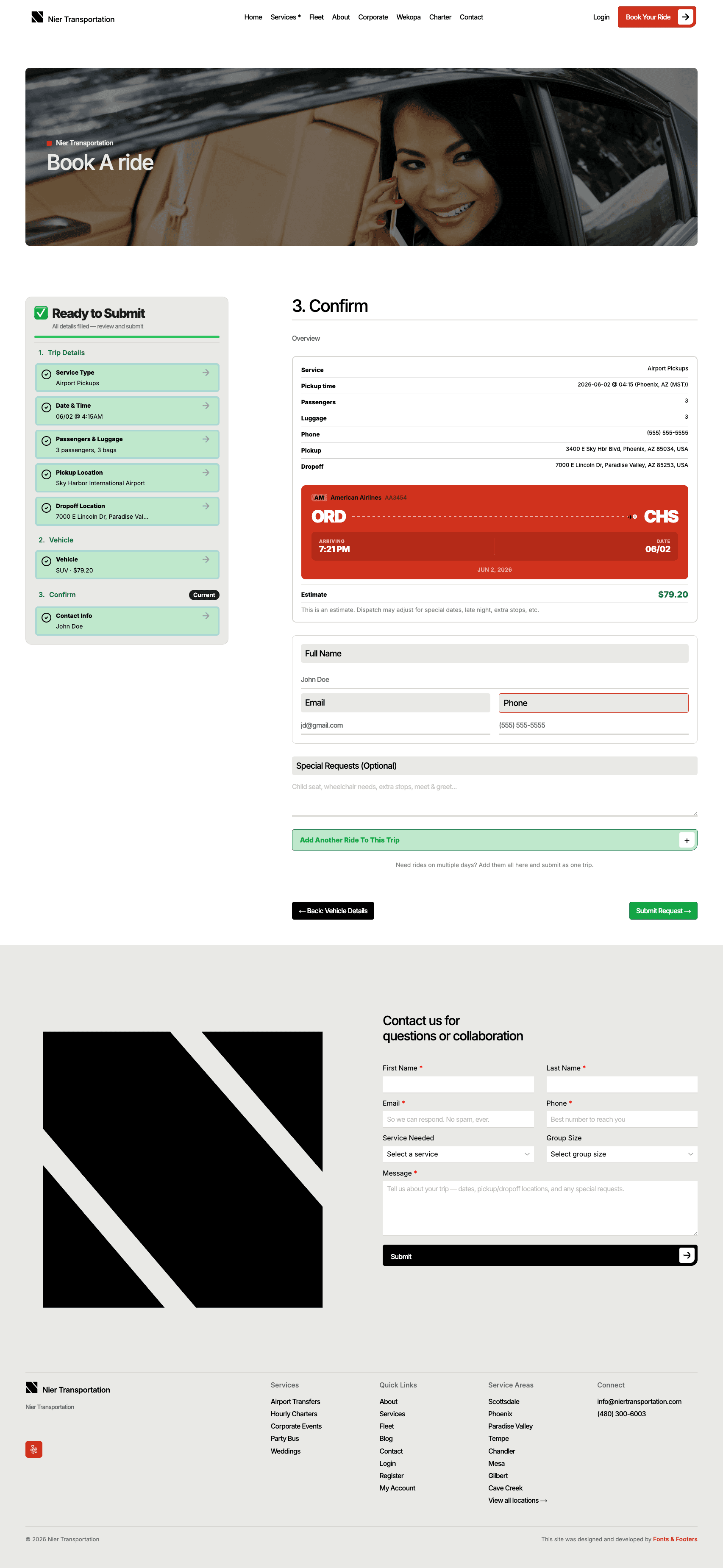 Confirmation page Confirmation page