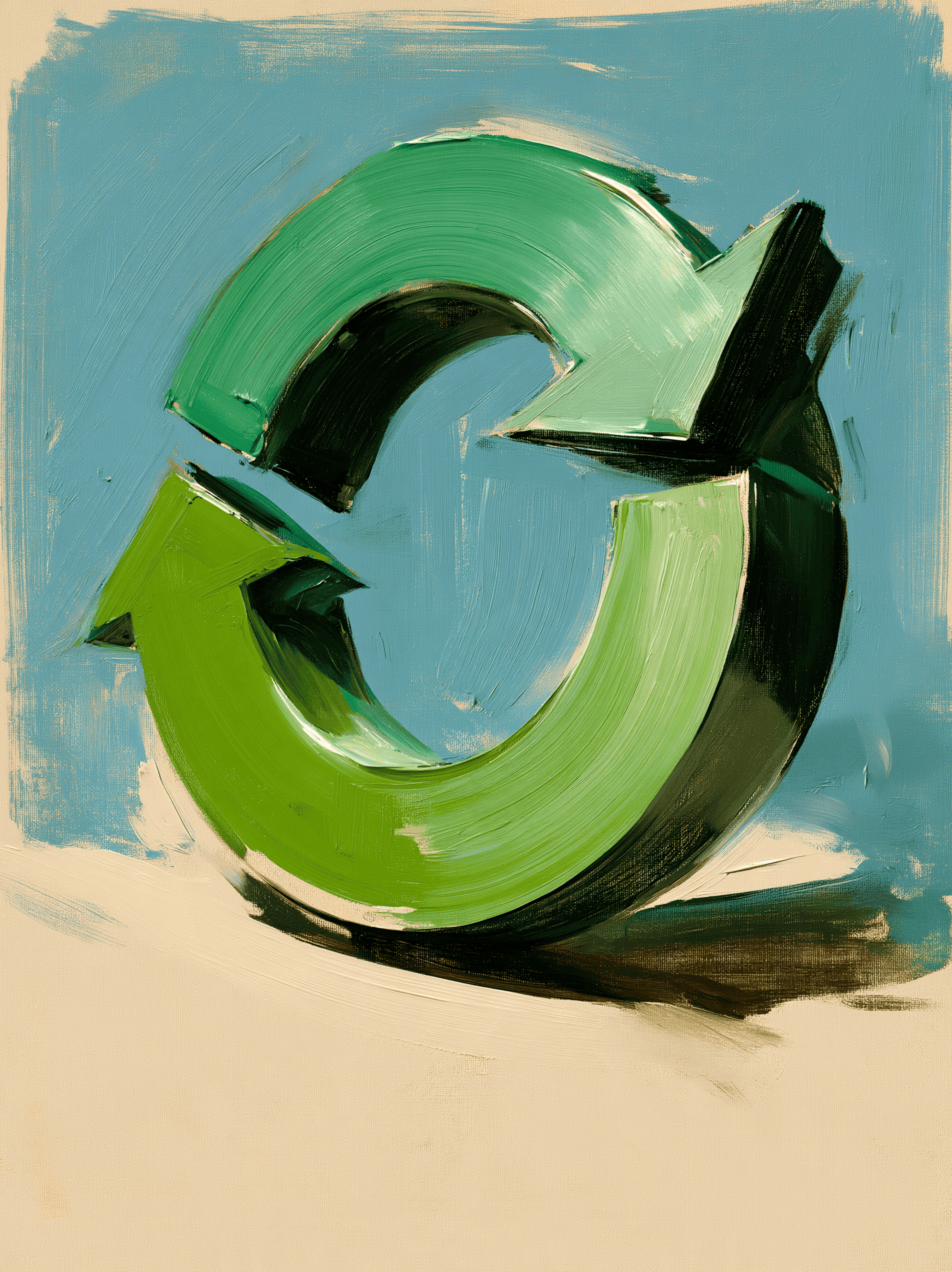 Two green arrows chasing each other in a circle